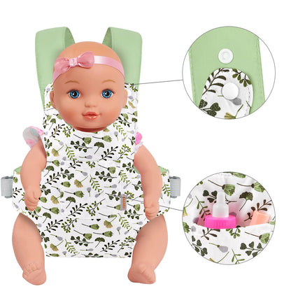 GAGAKU Puppentrage ab 3 Jahre Bauchtrage Babypuppen Zubehör Schultergurte Babytrage Puppe Kleinkind Puppentragetasche Stofftiertrage Kuscheltierträger - Rose - Kaninchengarten