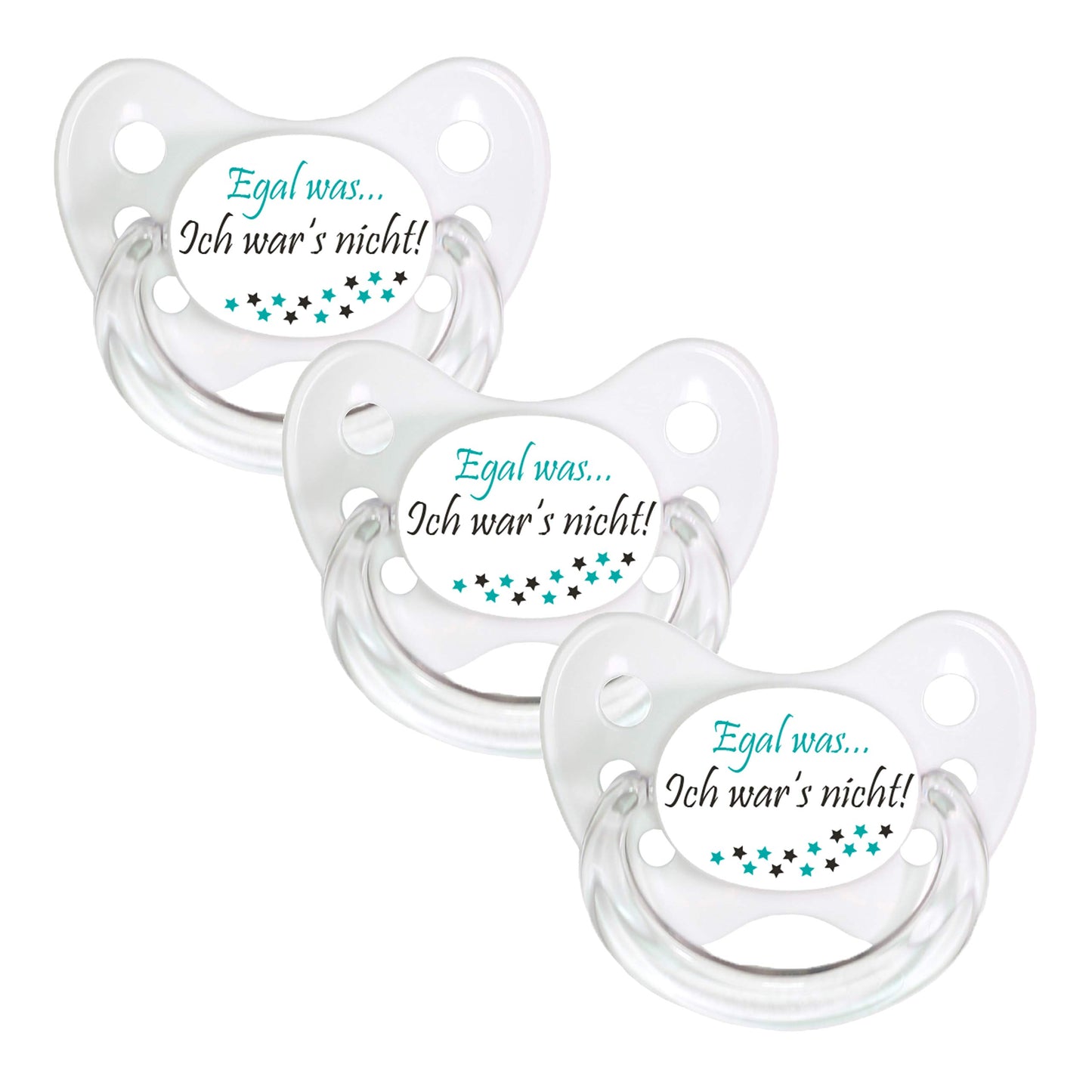 dentistar Silikon Schnuller 3er-Set - Größe 1 Schnuller 0-6 Monate - Zahn- & kieferfreundlicher Nuckel mit Dental-Stufe – BPA-frei – Made in Germany - Grinsebacke, Transparent