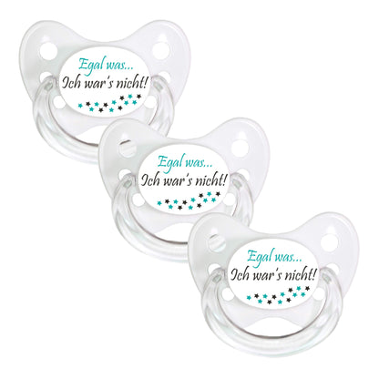 dentistar Silikon Schnuller 3er-Set - Größe 1 Schnuller 0-6 Monate - Zahn- & kieferfreundlicher Nuckel mit Dental-Stufe – BPA-frei – Made in Germany - Grinsebacke, Transparent