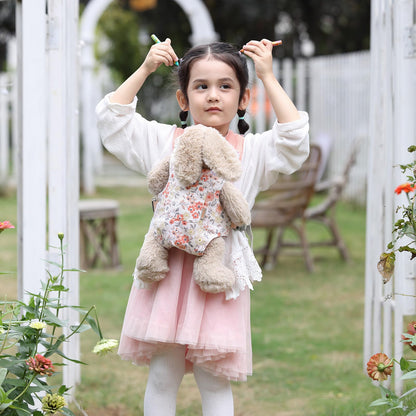 GAGAKU Puppentrage ab 3 Jahre Bauchtrage Babypuppen Zubehör Schultergurte Babytrage Puppe Kleinkind Puppentragetasche Stofftiertrage Kuscheltierträger - Rose - Kaninchengarten
