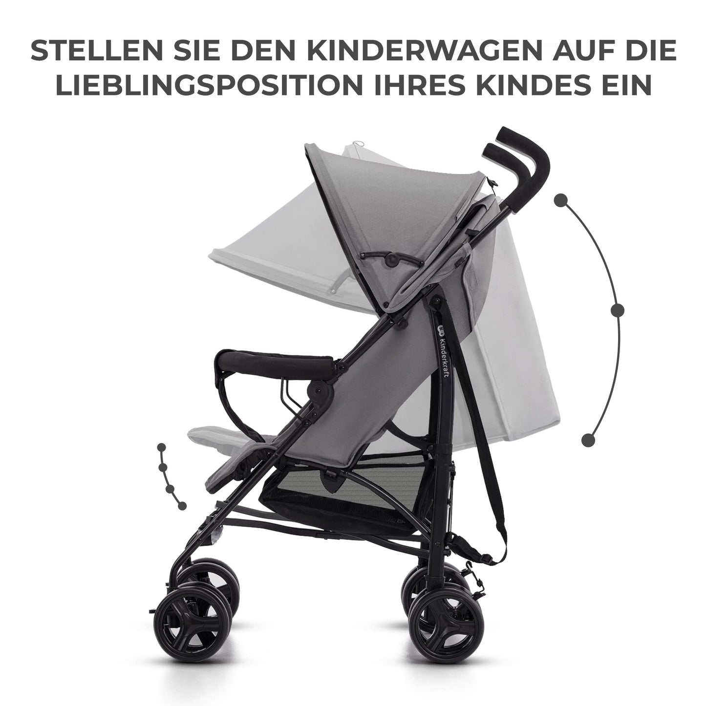 Kinderkraft TIK Kinderwagen, Liegebuggy, Sportwagen, Leicht - 6,5kg, Drehbare Vorderräder, Verstellbarer Griff, Stufenlose Einstellung der Rückenlehne, Schnelles Zusammenklappen, bis zu 17kg, Grün - Meloni2