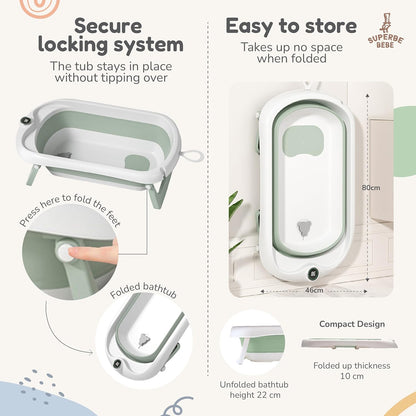 Faltbar Baby Badewanne Mit Rutschfestem Badewannensitz - Babywanne Xxl Mit Badethermometer - Von Der Geburt Bis 3 Jahre - Baby Bathtub - Babygeschenk - Geburtsgeschenke Für Mädchen & Jungen