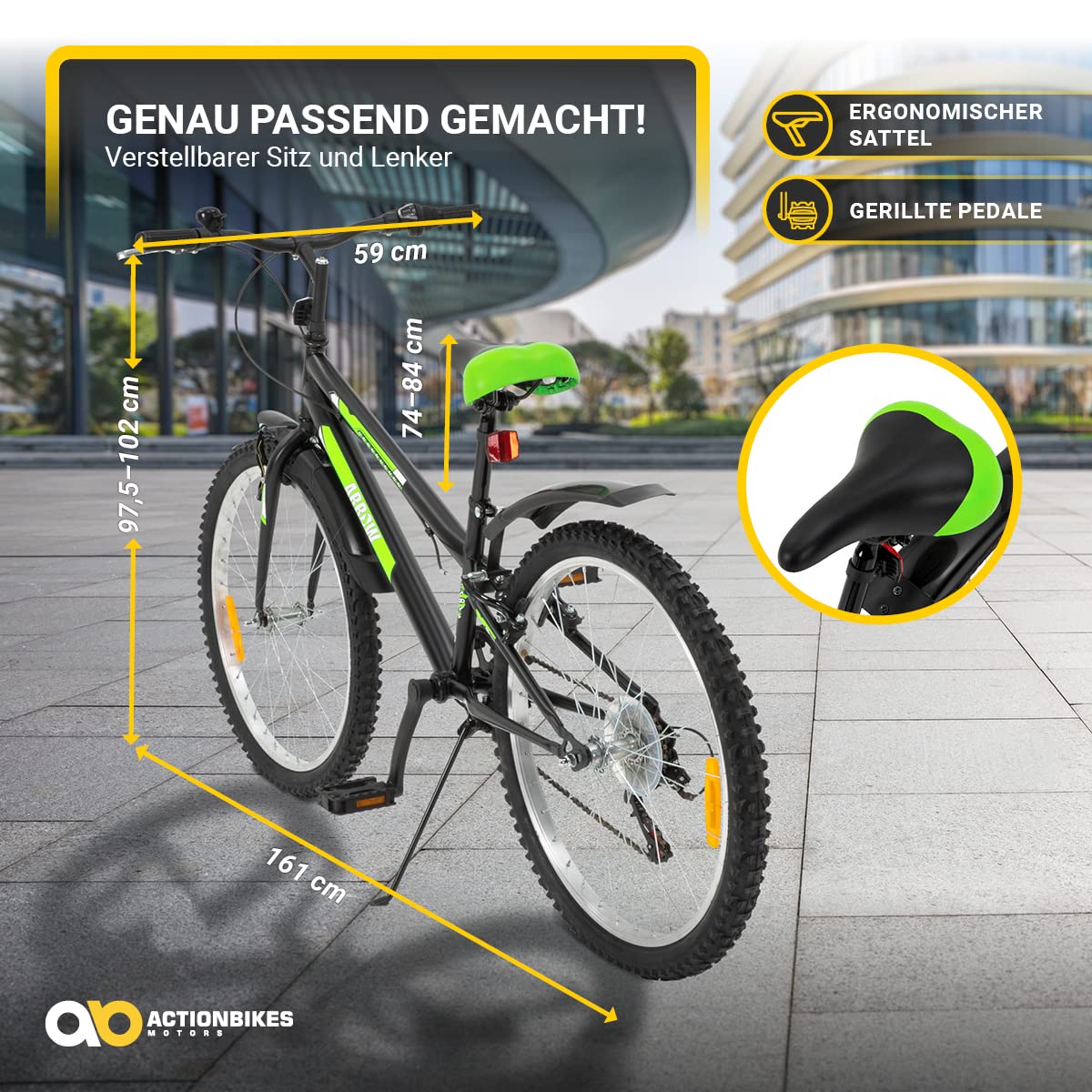 Actionbikes Kinderfahrrad Arrow | 20 Zoll 24 Zoll - V-Brake Bremsen - Fahrrad für Kinder von 6-12 Jahren - Schutzblech v. / h - Kinder Fahrrad für Mädchen & Jungen - Fahrräder - Bicycle - Kinderrad - Meloni2