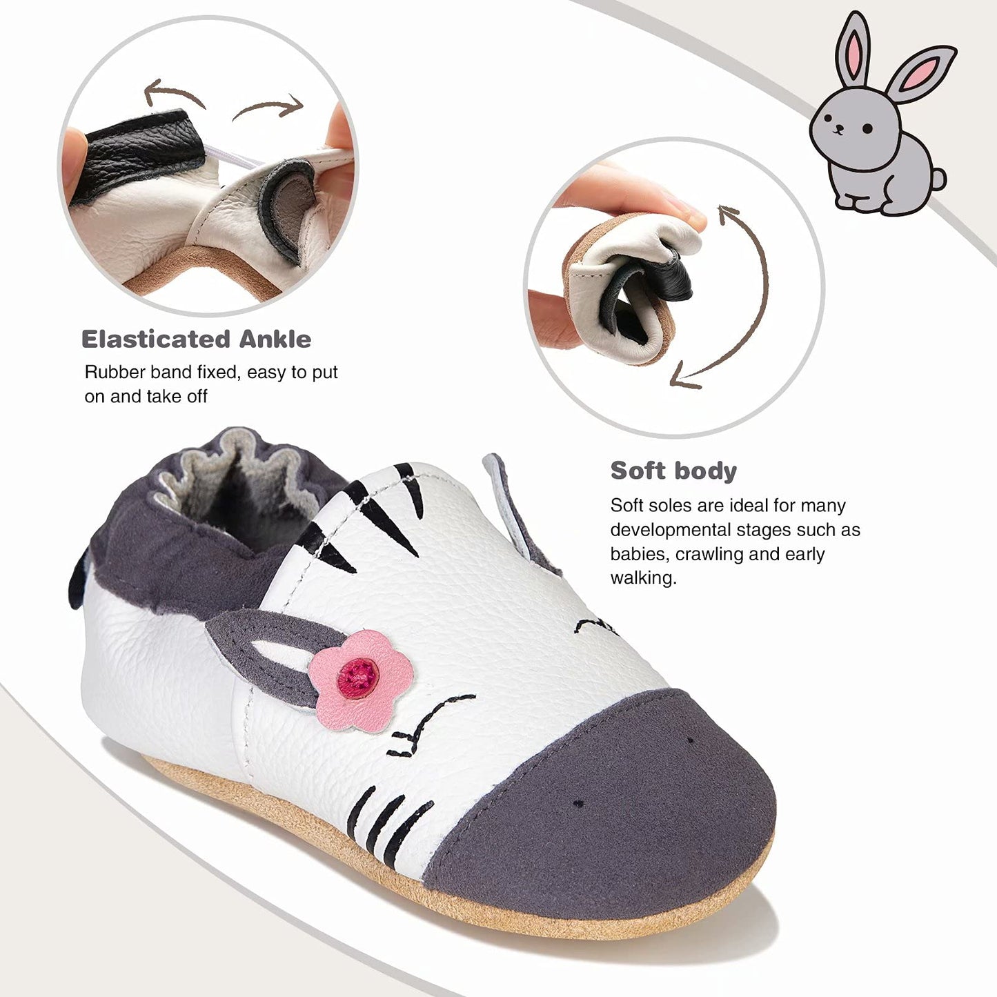 HMIYA Weiche Leder Krabbelschuhe Babyschuhe Lauflernschuhe mit Wildledersohlen für Jungen und Mädchen 0-6 Monate 6-12 Monate 12-18 Monate 18-24 Monate