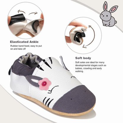 HMIYA Weiche Leder Krabbelschuhe Babyschuhe Lauflernschuhe mit Wildledersohlen für Jungen und Mädchen 0-6 Monate 6-12 Monate 12-18 Monate 18-24 Monate