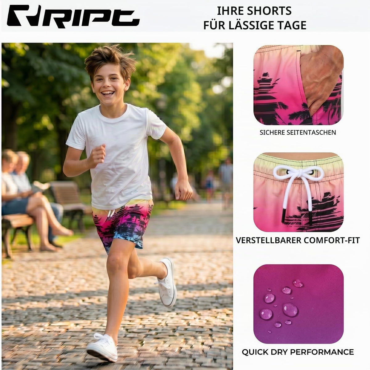 Schnelltrocknende Badeshorts für Jungen – UV50 Sonnenschutz für Aktiven Sommer Spaß