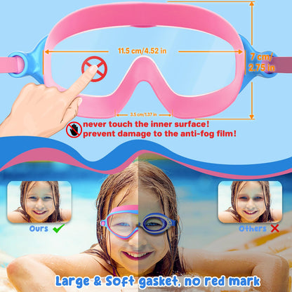 COOLOO Schwimmbrille Kinder, 2 Stück Taucherbrille Kinder 4-14 Jahre Anti-Beschlag, UV-Schutz, KEIN Auslaufen verstellbare Silikon-Schwimmbrille für Kinder, Mädchen, Jungen
