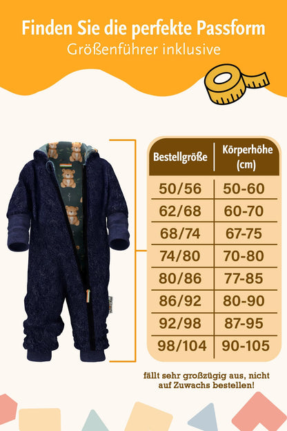 Fuchs & Kiwi Walkoverall Baby Boys - Natural Virgin Wool & Jersey Lining - Oeko-Tex, Skin-Friendly - Handmade in Berlin - Wool Walk Overall Baby & Toddler - Winter & Autumn