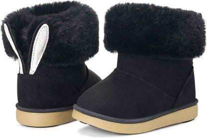 KVbabby Winter Boots Girls Warm Children's Winter Shoes Plush Lined Baby Ankle Boots Snow Boots Non-Slip Boots Toddler Shoes Slip On Boots