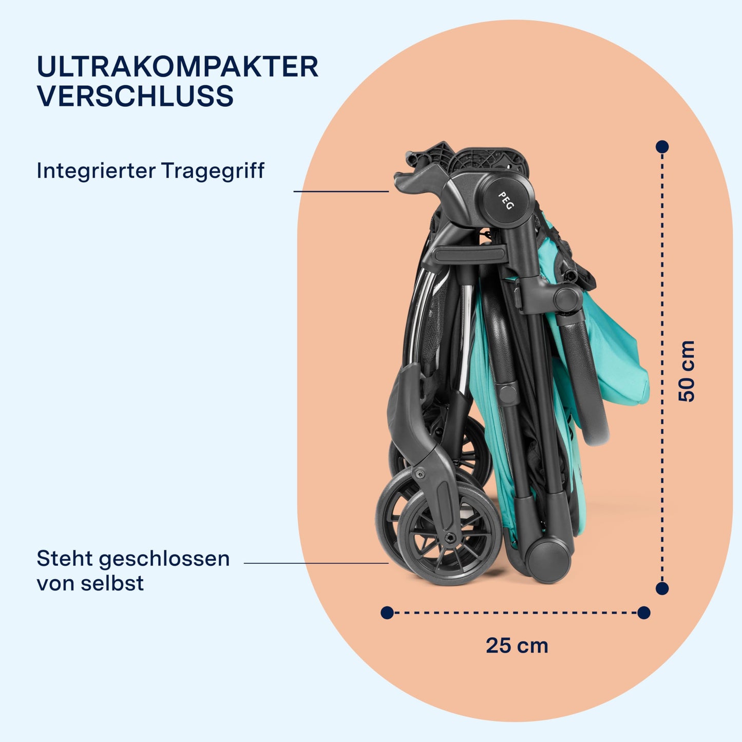 PEG Leichter Buggy Volo mit Regenschutz, Handgepäckgröße, Flugzeuggeeignet, Kompakt, Ab Geburt bis 22 kg, Reisetasche Inklusive, Malva