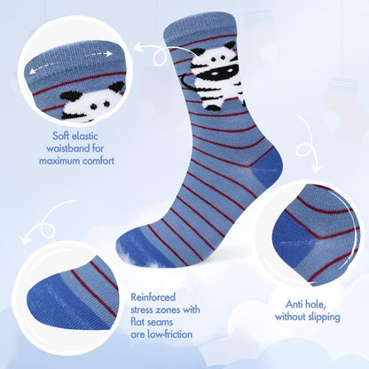 TUUHAW 10 Paar Kinder Socken für Mädchen und Jungen Socken Mit Motiv Schulkind Baumwolle Socken Bunt Gr. 23-38