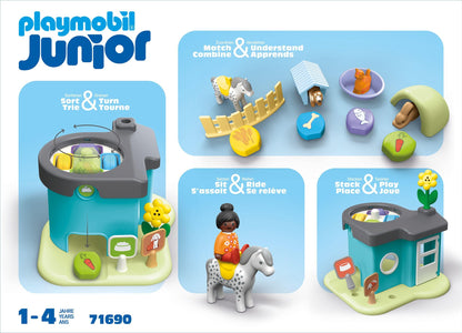 PLAYMOBIL JUNIOR | Tierpension mit Futterspender | nachhaltiges Spielzeug aus biobasierten Kunststoffen | für Kinder ab 1 Jahr | 71690