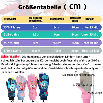 FAYHIJUN Children's Winter Snow Gloves Ski Gloves for 1-13 Years Girls Boys PU Palm Waterproof Windproof Warm Fleece Winter Gloves Cycling Gloves