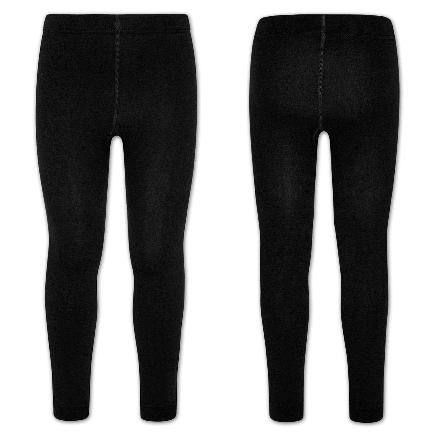 Children's Thermal Leggings Multipack of 2 Black with Fleece