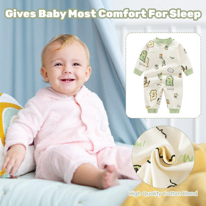 Babyschlafanzug Jungen Strampler, Baumwolle Einteiler mit Druckknöpfen - Atmungsaktiv Langlebig Weich - Ideal zum Spielen Schlafen 0-3 Monate