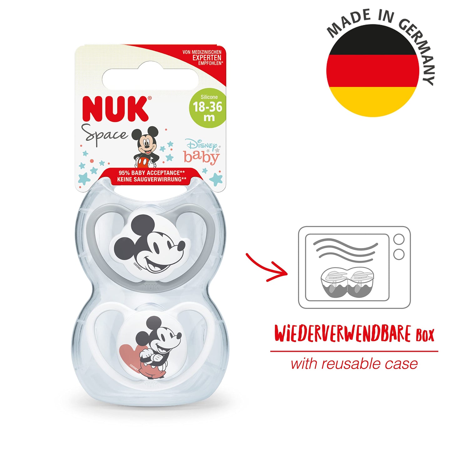 NUK Space Schnuller | 0–6 Monate | Schnuller mit extra Belüftung | BPA-freies Silikon | Disney Winnie Puuh | 2 Stück