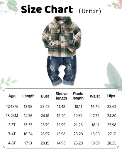 Lufebut Baby Clothing Boys 12 Months - 4 Years Winter Baby Clothing Outfit Set Long Sleeve Checked Top + Trousers Clothing Sets for Children Boys