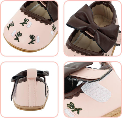 Cheerful Mario Baby Mädchen Schuhe Baby Ballerina Schuhe Lauflernschuhe Taufe Schuhe mit Bowknot PU Leder Babyschuhe
