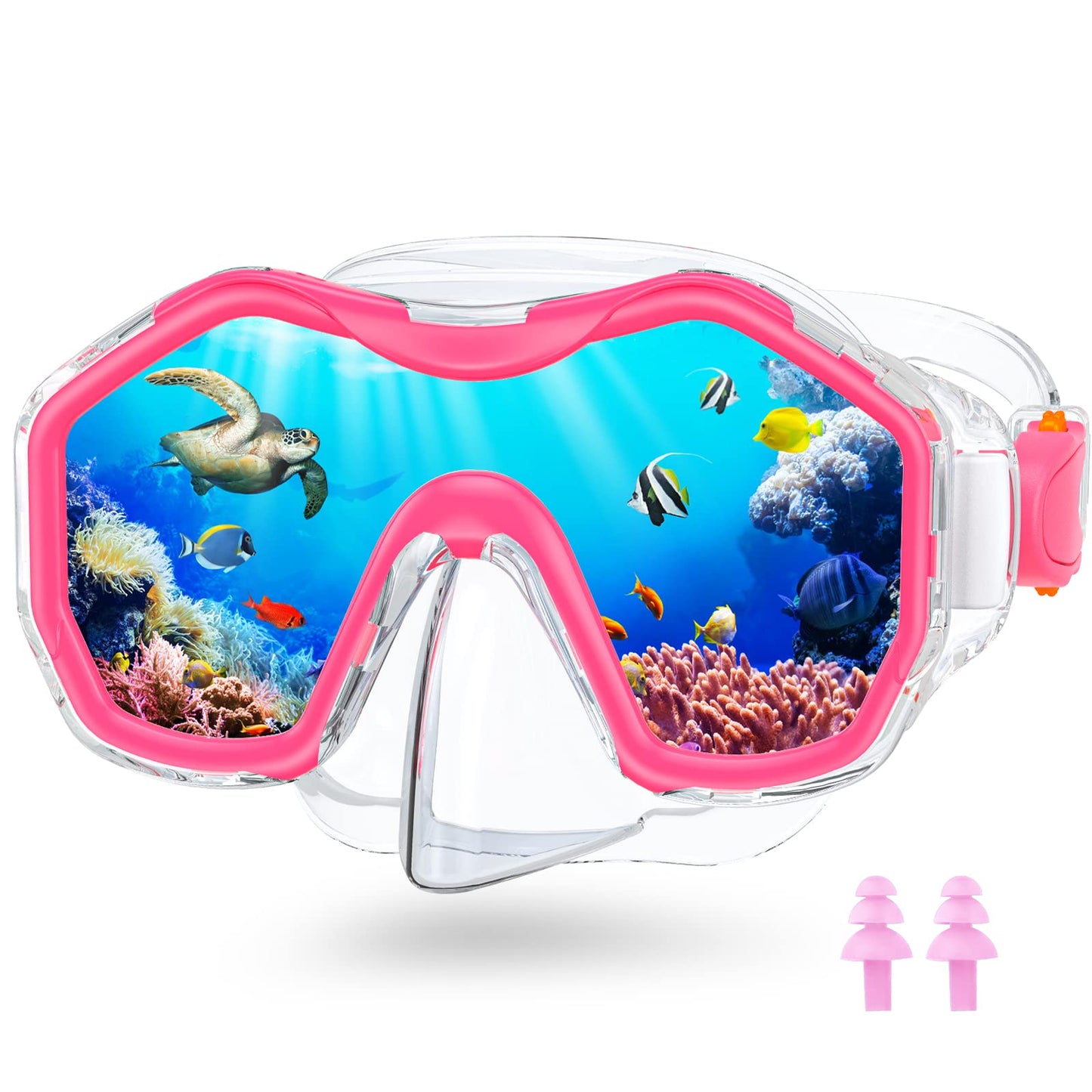 JEMULICE Taucherbrille Kinder, Schwimmbrille Kinder Schnorchelmaske für Jungen Mädchen, Tauchmaske mit Nasenabdeckung 180°Panorama HD Anti Nebel Anti-Leck Schwimmmaske für Kinder 4-16 Jahre