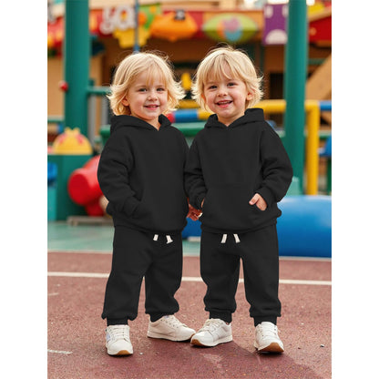 BOUTIKOME Baby Clothing Boys Girls Outfits Newborn Baby Clothing Hoodie and Trousers Two Piece Set with Hood Warm Soft Long Sleeve Shirt Plain Children's Hoodie 
