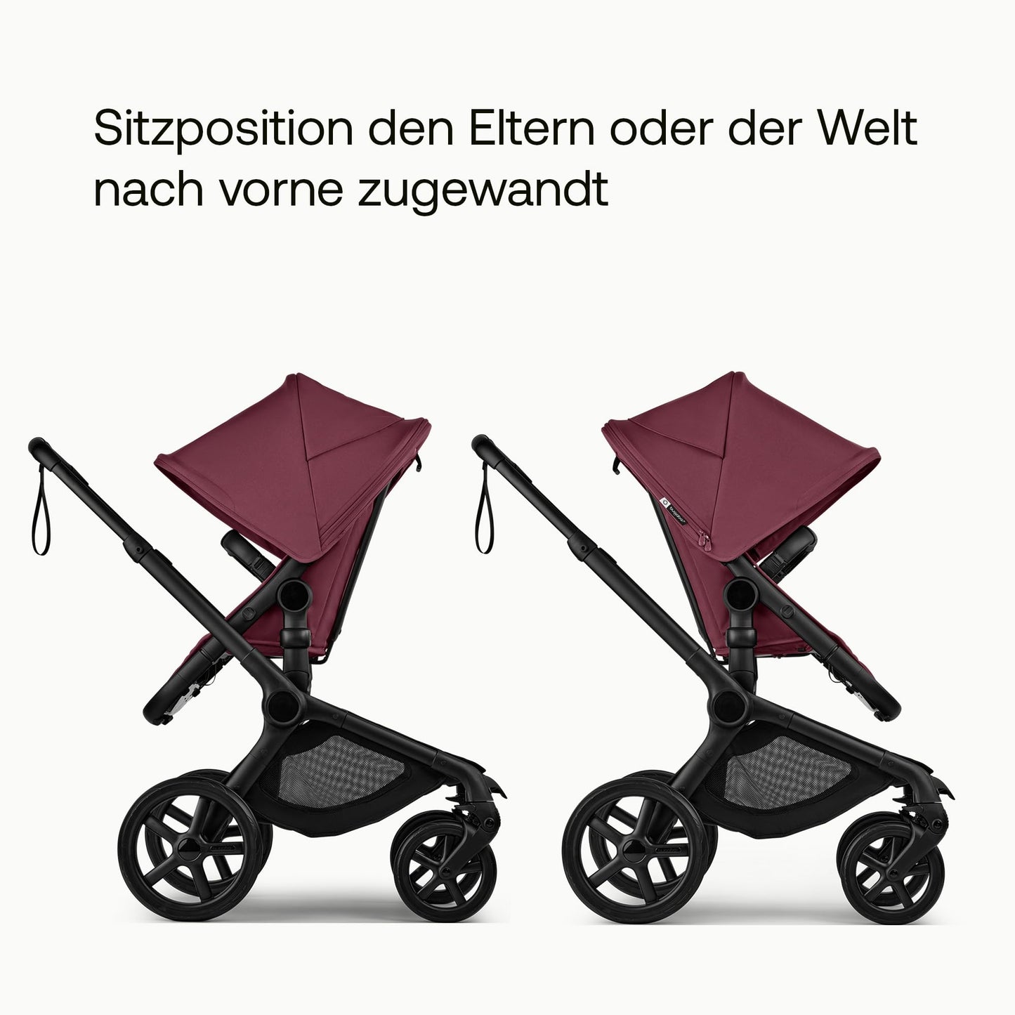 Bugaboo Fox 5, 2-in-1 Kinderwagen für jedes Gelände, mit Liegewanne und ausziehbarem Kleinkindsitz, einfach zu manövrieren und Ein-Hand Faltung, Fahrgestell in Schwarz und Sonnendach in Forest Green