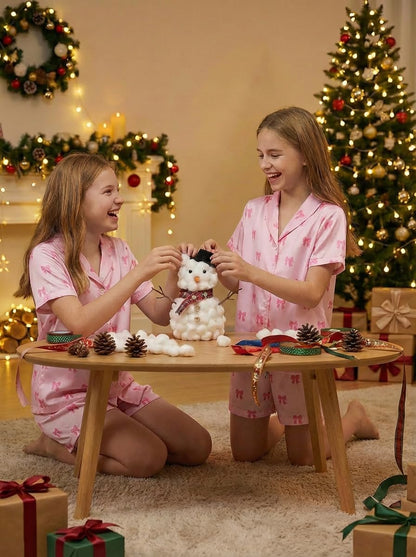 Pyjamas Mädchen Kinder, Süße Pyjama Sets, Satin Pyjamas für Mädchen 5-14 Jahre