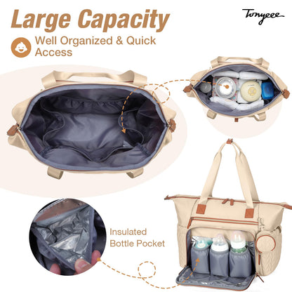 Wickeltasche mit Schnullertasche und Wickelunterlage, Wickelrucksack Multifunktions-Babytasche für Große Reisewindeltasche für Mama und Papa, isolierten Taschen-Dunkelblau