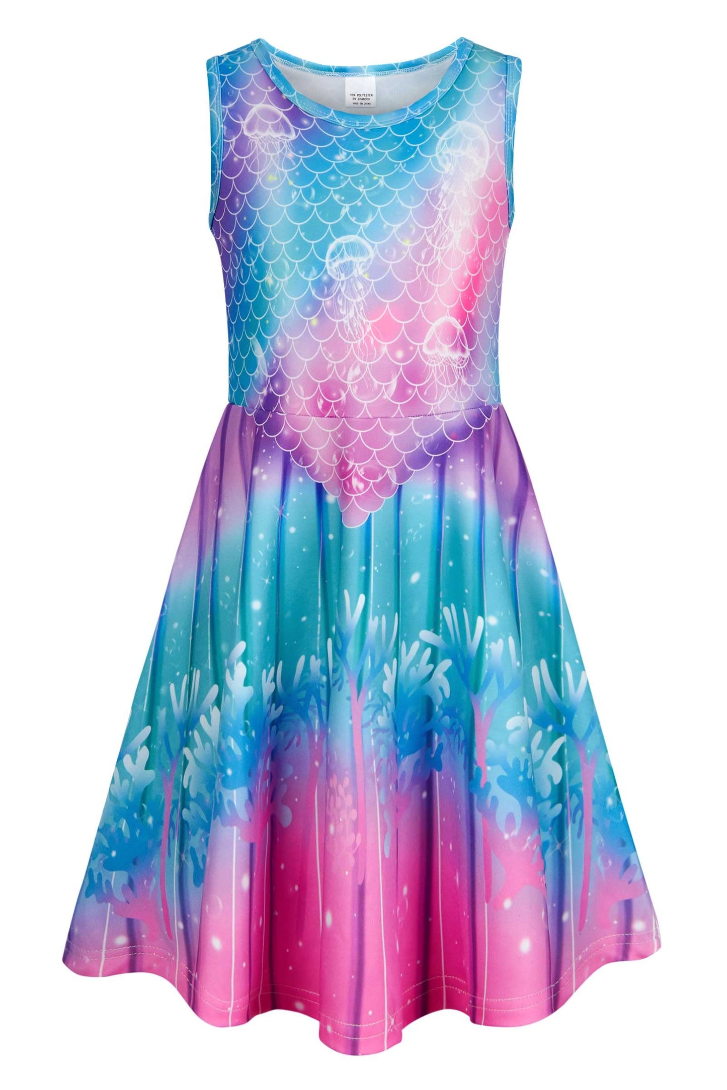 AIDEAONE Mädchenkleid Schmetterling A-Linie Ärmelloses Sommerkleid Buntes Kleid 4-12 Jahre