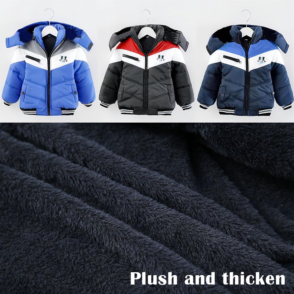 linboo Winter Jacket Boys Children's Parka Jacket Lined Winter Coat with Removable Hood Thick Quilted Jacket Baby Warm Outdoor Jacket
