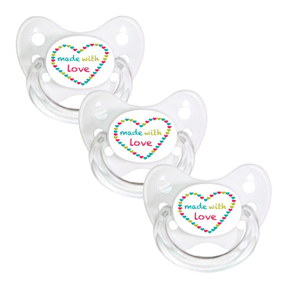 dentistar Silikon Schnuller 3er-Set - Größe 1 Schnuller 0-6 Monate - Zahn- & kieferfreundlicher Nuckel mit Dental-Stufe – BPA-frei – Made in Germany - Grinsebacke, Transparent