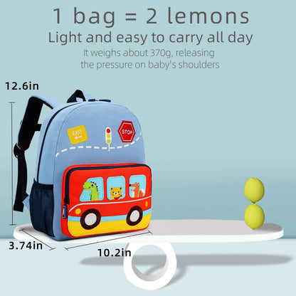 willikiva Car Dinosaur Toddler Kids Backpack for Boys and Girls Kids Waterproof Preschool Bag