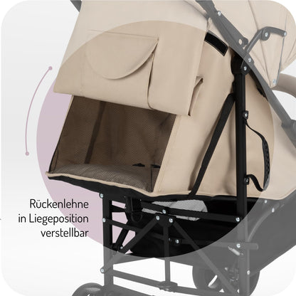 MoMi AKIRA Kinderbuggy Kinderwagen ab 6 Monaten (bis 15 kg), verstellbarer 5-Punkt-Sicherheitsgurt, Babytasche, Einkaufskorb, Regen- und Insektenschutz.
