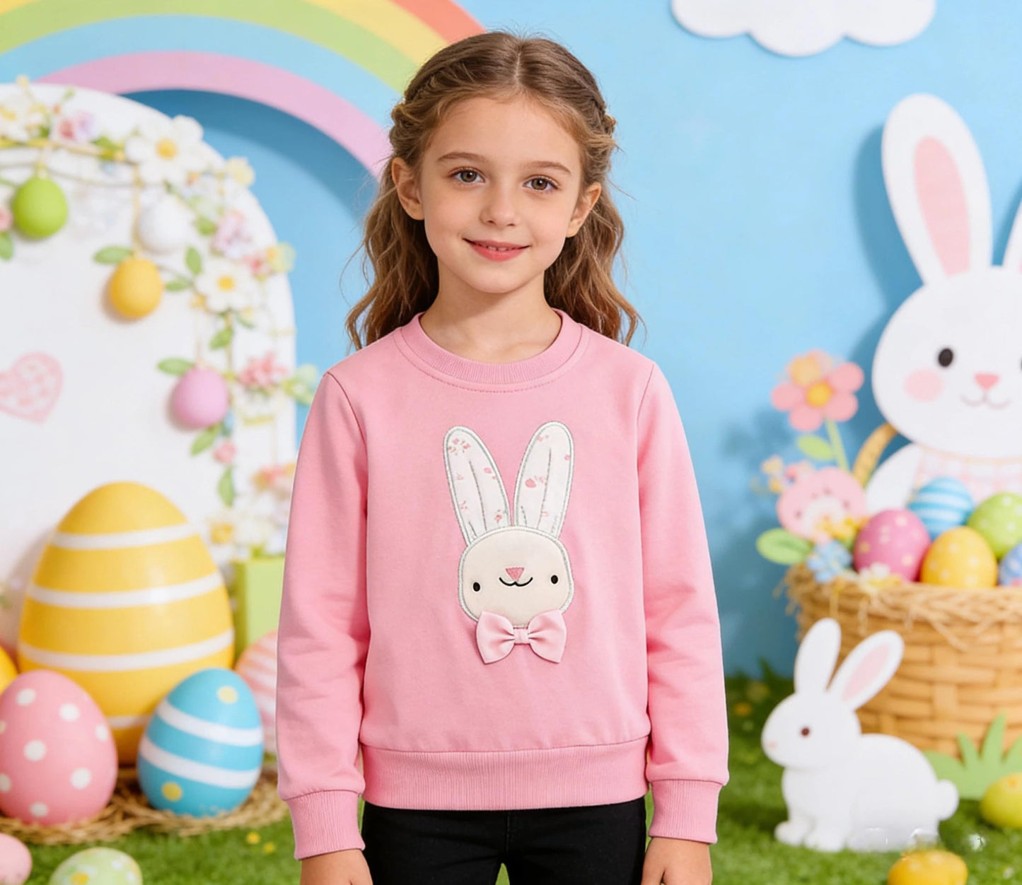 Sweatshirt Mädchen Pullover Kinder Mädchen Baumwolle Langarm Shirt Einhorn Bunny Warm Tops 2-8 Jahre Größe 92 98 104 110 116 122 128