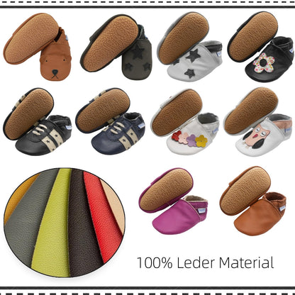 YIHAKIDS Krabbelschuhe Baby Lauflernschuhe Jungen Mädchen Weicher Leder Babyhausschuhe Kleinkind rutschfeste Lederschuhe mit Gummisohle für Baby 6-12 Monate 12-18 Monate 18-24 Monate