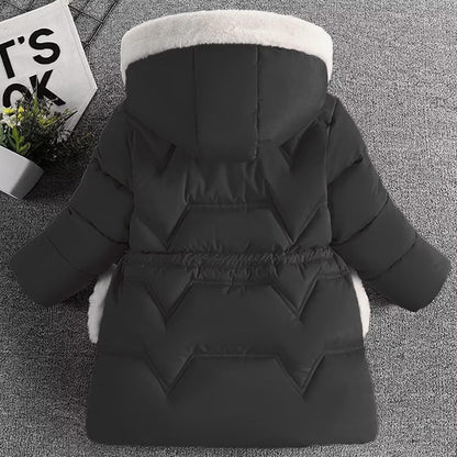 linboo Children's Winter Jacket Girls Jacket Lined Warm Winter Coat Outdoor Hooded Jacket Windproof Parka with Plush Gloves Quilted Jacket