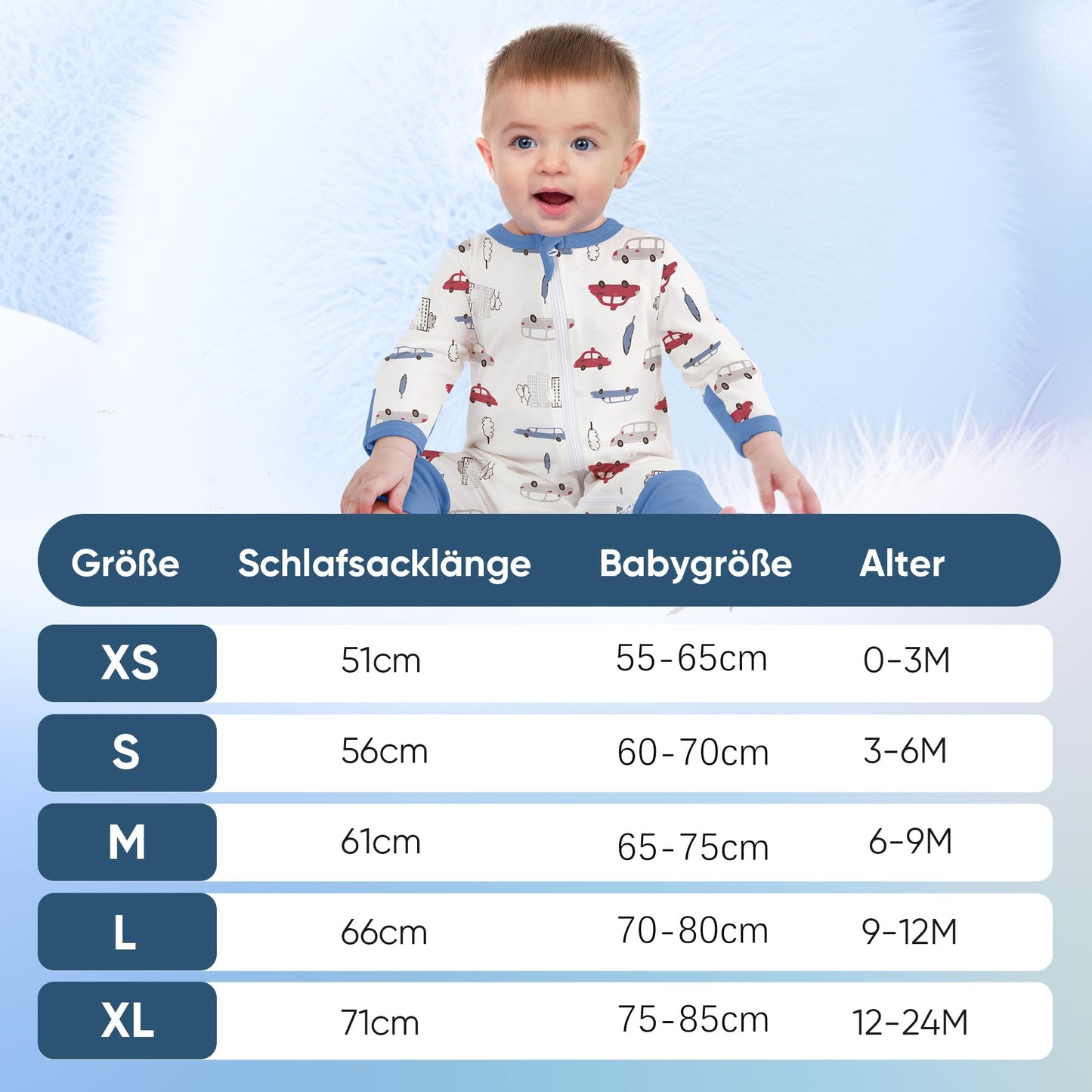 amo nenes 3er Pack Baby Strampler Neugeborene 0.5 Tog mit Füßen und Ärmel 100% Baumwolle Atmungsaktiv Baby Jungen Mädchen Overall, Baby Kleidung Langärmelige, 0-24 Monate
