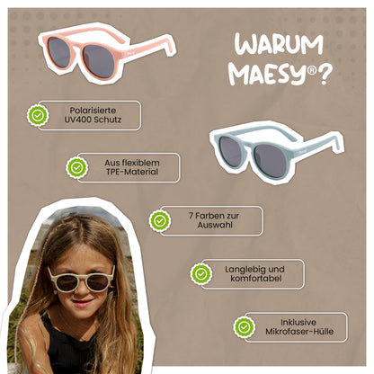 Maesy Faela Kindersonnenbrille für 3-6 Jahre - UV400 polarisierter Schutz - Flexibler und flexibler Rahmen - Sichere und bequeme Kindersonnenbrille für Kleinkinder