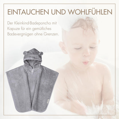 MOYO Baby Badeponcho Mit Hasenohren in Rosé I Kinder Badetuch Für 0-3 Jahre I Weicher Poncho Aus 100% Frottee-Baumwolle I Waschbares Kapuzenhandtuch I 68x56cm