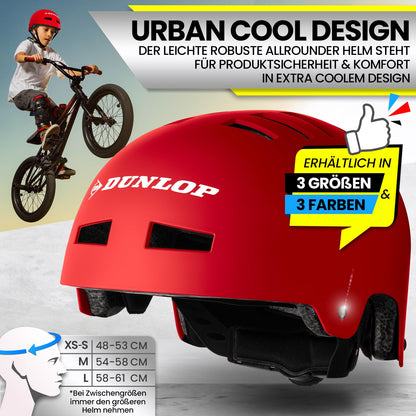 DUNLOP SPORTS Fahrradhelm Kinder Jugendliche Erwachsene - Test Sehr Gut - Leichter robuster Urban Allrounder Helm, 14 Fach belüftet, Schnellverschluss, Auto Kopfanpassung