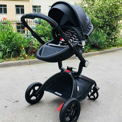 Hot Mom Kinderwagen 3in1 Set Klassik Kombikinderwagen, Modell F22 mit Alu-Rahmen/Vollgummireifen (Schwarz)