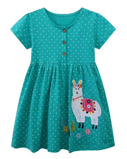 Beilei Creations Mädchen Kleider Kurzarm Baumwolle Kinder Kleid Süßes Muster Gr.85-140