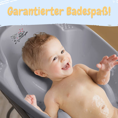 Baby Badewanne mit Gestell 4 Set TÜV Rheinland zertifiziert! Babybadewannen + Baby Badewannensitz +Abfluss + Gestell - Babywanne mit Ständer! Baby Pflegeset für Neugeborene.