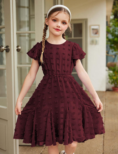 Flypigs Kleid Mädchen Festlich Hochzeit Party Kurzarm Sommer Freizeitkleid Prinzessin Chiffon Kleider Kinder Teenager Kleidung 3-12 Jahre