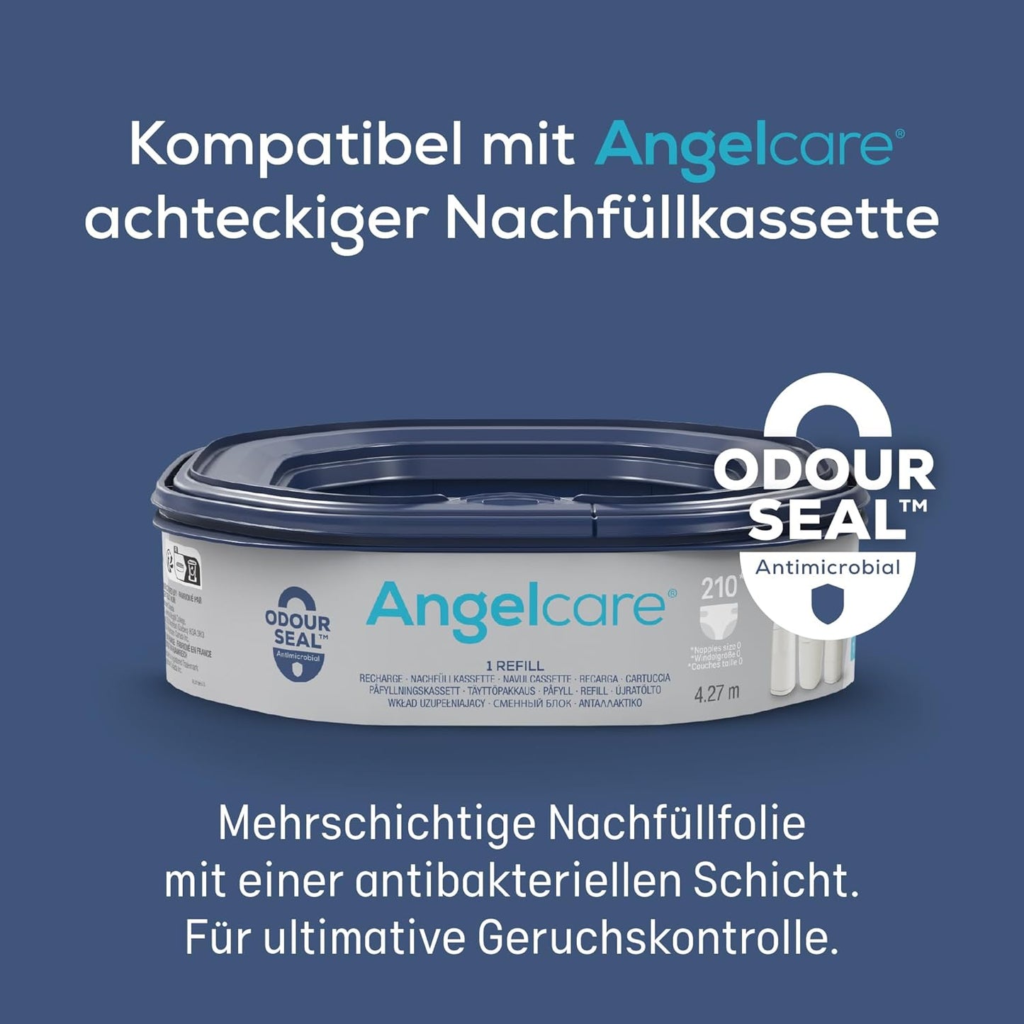 Angelcare Original Dress-Up XL Windeleimer, 5 x weniger Folienverbrauch, Umweltfreundlicheres System mit 1 Nachfüllkassette