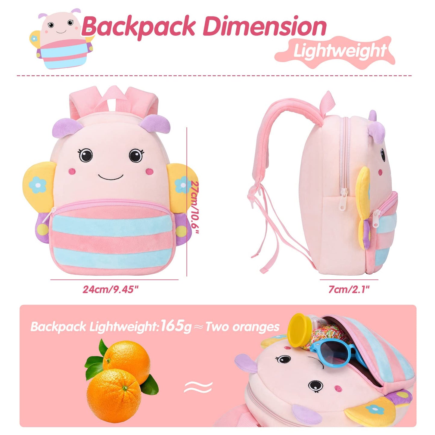 Kinderrucksack Kinder Mini Schulrucksack Tiere Kindergartentasche fur Jungen Madchen Kleinkind (Rosa Kuh)