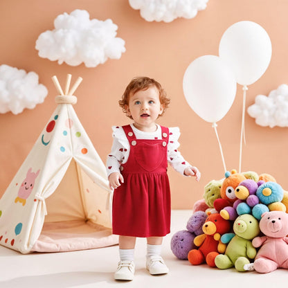 Baby Kleidung Mädchen Neugeborene Kleidung Rüschen Baby Strampler Hosenträger Rock Kleidung Sets für Baby Mädchen Valentinstag Baby Geschenk Babys Valentinstag Outfit Mädchen 0-18 Monate