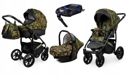 BabyLux Miracle 2-in-1 Baby Pushchair Deep and Pushchair with Accessories Adjustable and Foldable Aluminium Construction Waterproof Non-Removable Wheels Gold Leaf