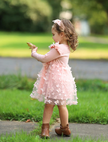 PATPAT Baby Girls' Tulle Dress with Long Sleeves, Tutu for Toddlers, Perfect as a Flower Girl or Christmas Party Birthday Long Sleeve Princess Dress, 3-24 Months