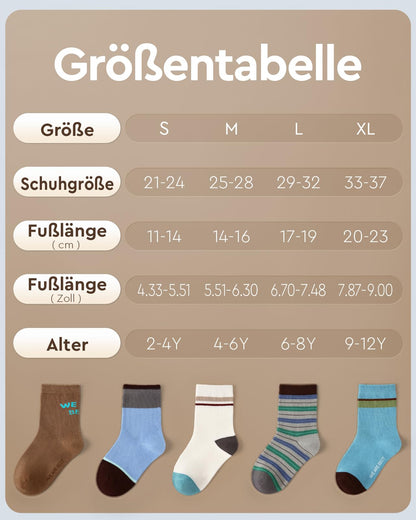 Kyopp 10 Paar Socken Kinder Mädchen und Jungen Klassisch Socken Lustig Cotton Socken Crew Socks Winter/Sommer