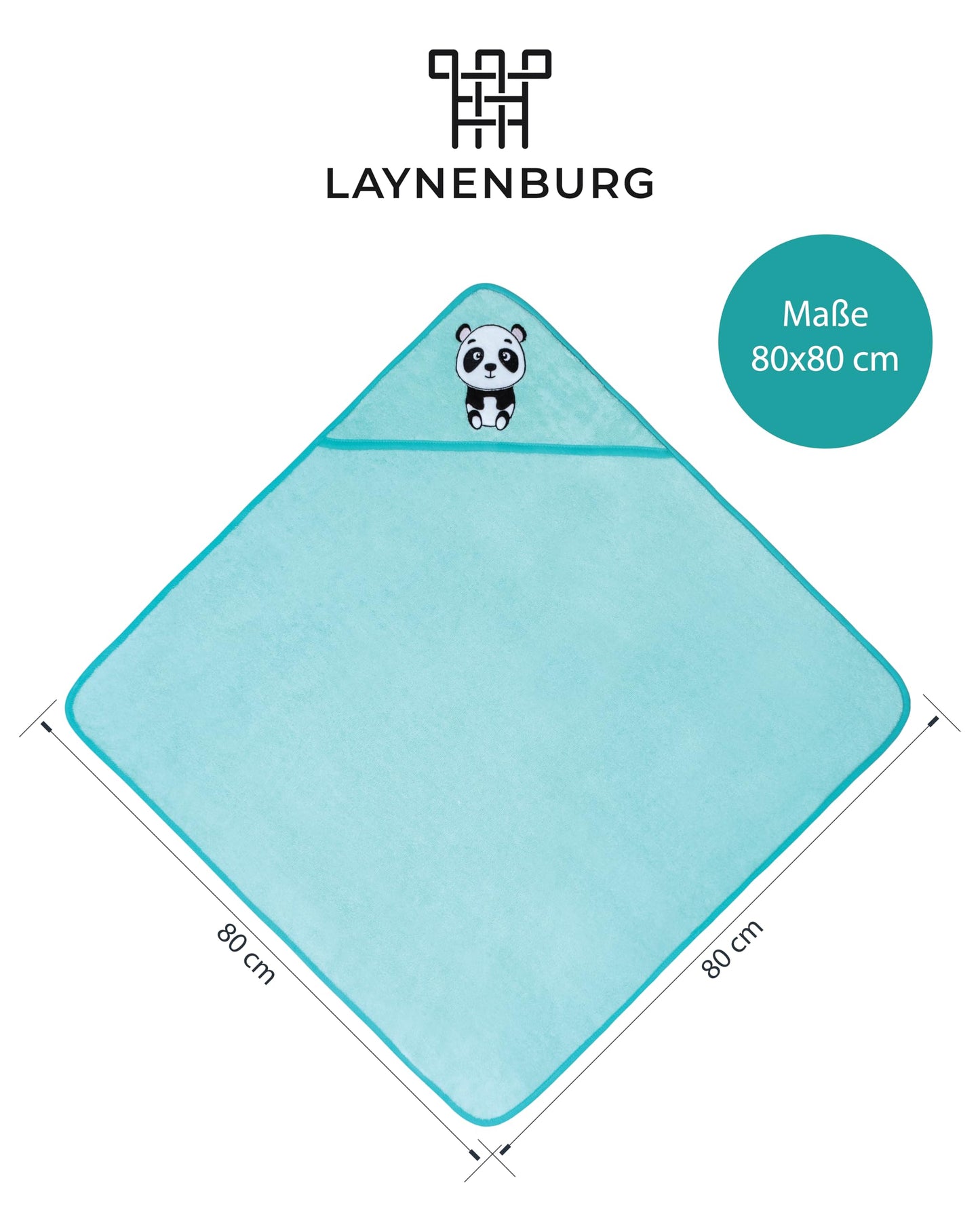 LAYNENBURG Premium Kapuzenhandtuch Baby - Badehandtuch aus 100% Baumwolle - Oeko TEX - Handtuch mit Kapuze für Neugeborene & Kinder - Badetuch, Babyhandtuch Mädchen, Jungen (Waschbär 80 x 80cm)